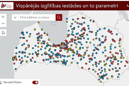 Informācija par pilnveidotās interaktīvās kartes “Vispārējās izglītības iestādes un to parametri” lietošanu